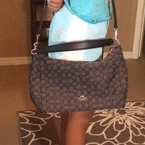 Black and gray coach handbag